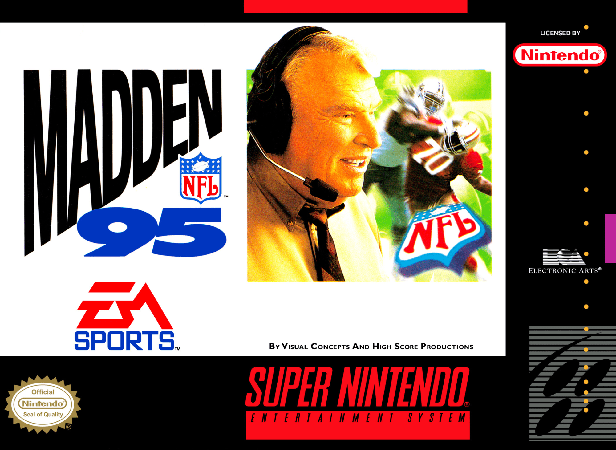 Madden NFL '95 box art for Super Nintendo